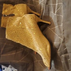 Gold fabric booties